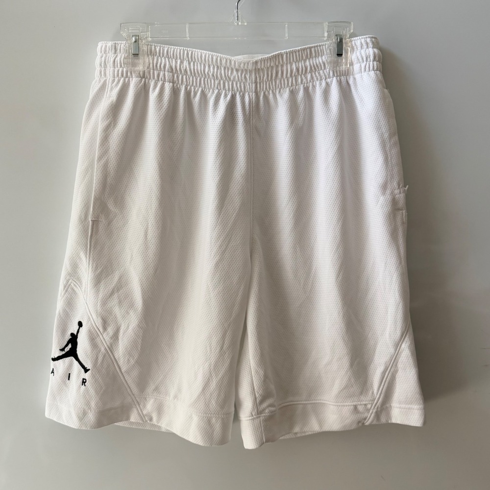Jordan Mens White Mesh Basketball Shorts Jumpman Air Logo Athletic Size XL